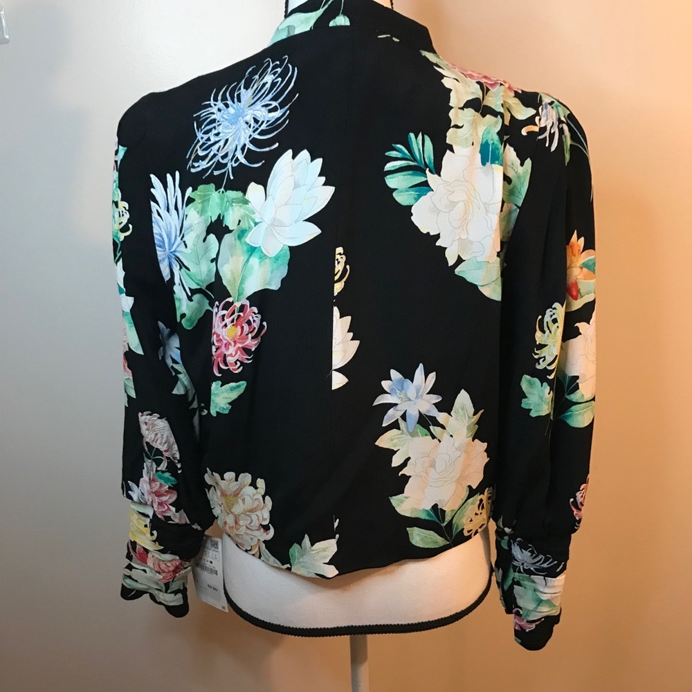 Zara Basic Floral Cropped Bomber Jacket - image 8